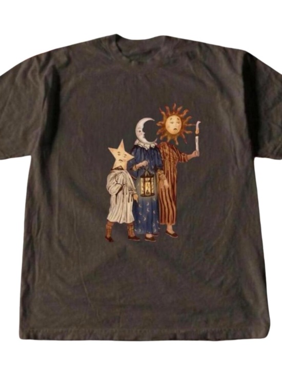 Gildan Tops - Gildan Dark Gray Short-Sleeve Tee with Sun, Moon & Star Graphic